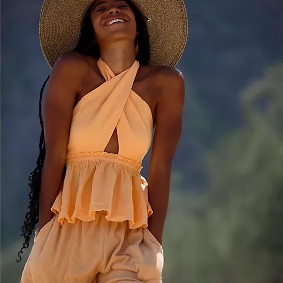 Free People Halter Open Back Tank Top - Picture 1 of 6